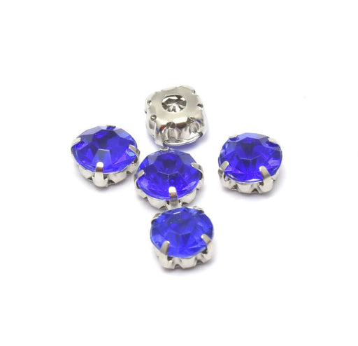 Kjøp 5 runde kongeblå rhinestone perler sett 8x8x6 mm, Hull: 1 til 1,5 mm for å sy eller lime - Akryl rhinestones