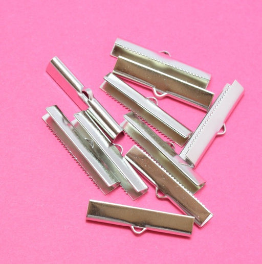 Kjøp båndender x10 glatte klør 30 mm platina sølv - sett med 10 klospenner