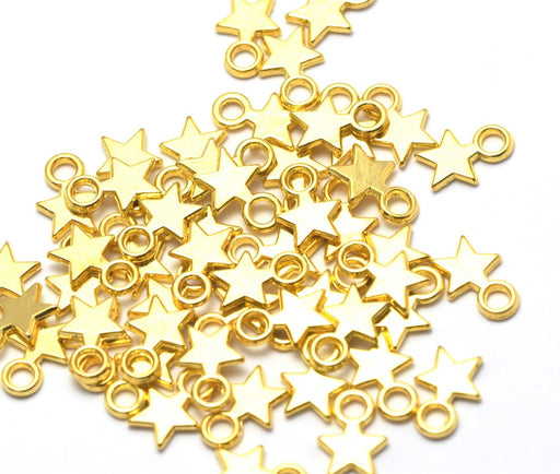 Kjøp charms x 50 stars Gold 10x8x1mm - masse 50 stjerners charms