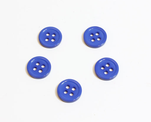 Kjøp x5 runde marineblå harpiksknapper - 11 mm - for å sy - 4 hull