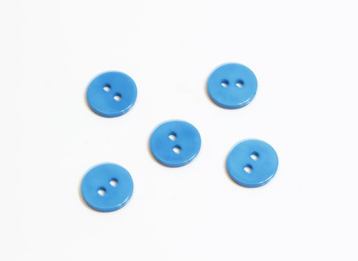 Kjøp x5 fancy runde turkisblå knapper - 11mm - til å sy
