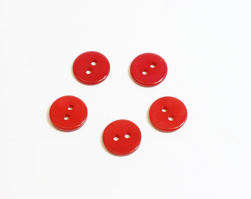 Kjøp x5 fancy runde røde knapper - 11mm - til å sy
