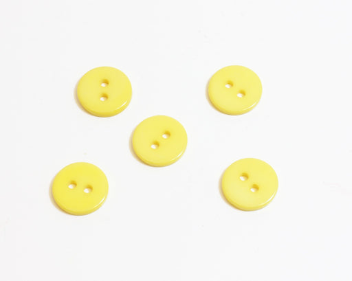 Kjøp x5 gule runde fancy knapper - 11mm - til å sy
