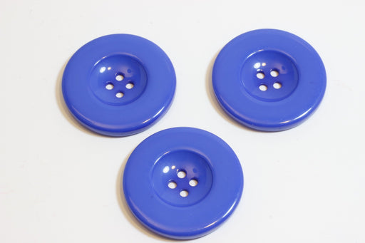 Kjøp lot x3 store flate knapper vanlig blå 34x4mm