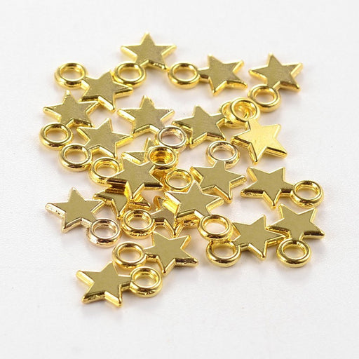 Kjøp charms x10 stjerner Gull 10x8x1mm - sett med 10 stjerners charms