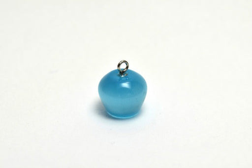 Vente en gros pendentif pomme de couleur bleu méditerranée 15x14 mm, Trou: 2 mm