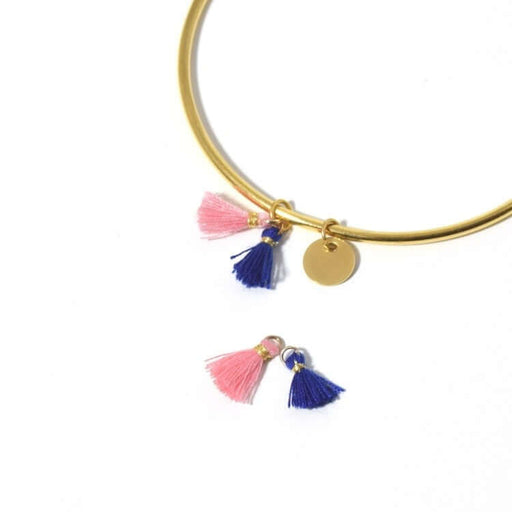 Kjøp 2 mini rosa og blå pomponger 10 mm - til smykker, sying eller dekorasjon