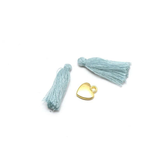 Kjøp 2 blågrå pomponger 2,5 -3 cm - til smykker, sying eller dekorasjon