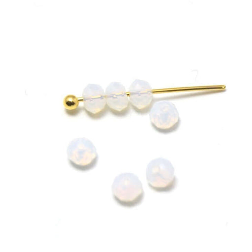 Kjøp 10 iriserende hvite perler N°11 med fasettert imitert jadeglass 3,5~4x2,5~3mm hull: 0,5mm - for å tre på en tråd av en perlespiker