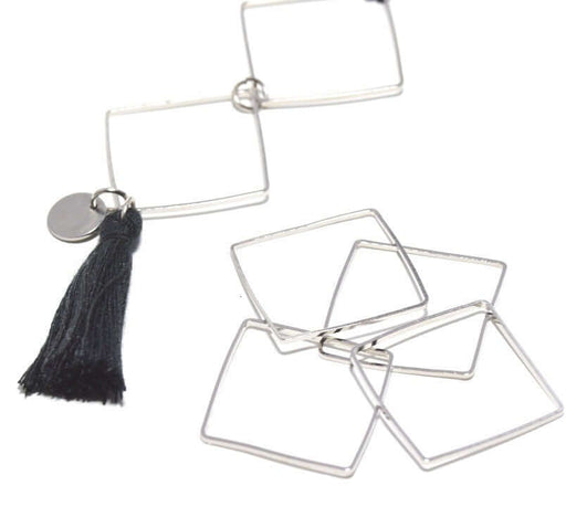 Kjøp 5 firkantede ringer koblinger 20x20x1 mm platina messing - smykkekoblinger