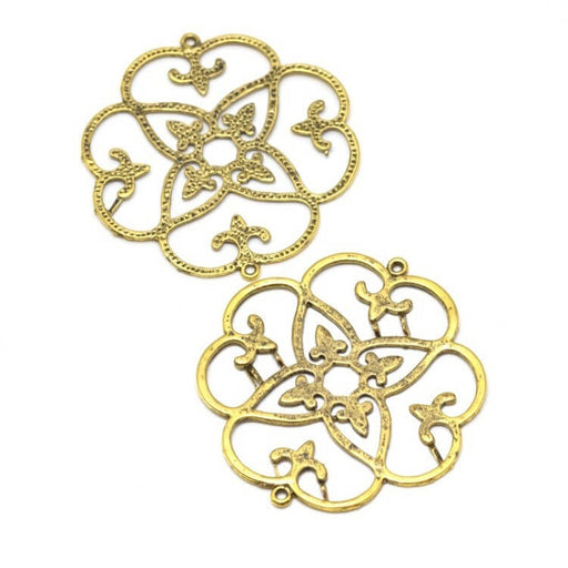 Kjøp 2 gamle gull arabesk blomsteranheng 46 mm lange, 43 mm brede for halskjede.