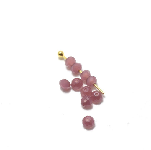 Kjøp 10 fasetterte lilla perler i imitert jadeglass 3,5~4x2,5~3mm hull: 0,5mm - for å tre på en tråd en perlespiker som en sjarm
