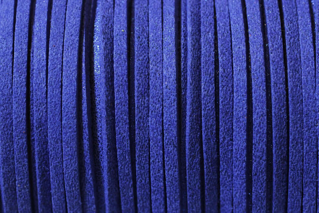 Acheter au détail 2 mètres suédine brillante bleue électrique 3mm cordon en coupon de 2 mètres