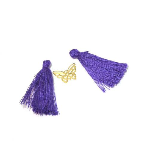 Kjøp 2 lilla pomponger 2,5 -3 cm - til smykker, sying eller dekorasjon
