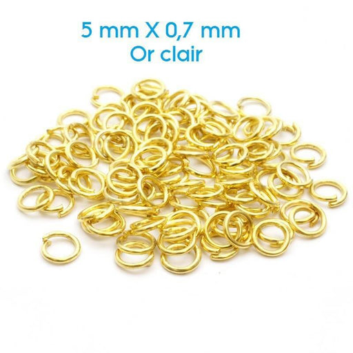 Kjøp 200 lyse gull åpne ringer - 5 mm for å feste perler, charms eller anheng