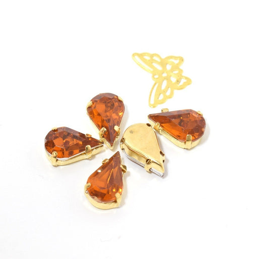 Kjøp rhinestone perler satt med rav dråper 13x8x5,5 mm - x5 enheter - til å sy eller lime - Akryl rhinestones