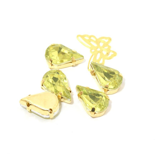 Kjøp rhinestone perler satt med anisgrønne dråper 13x8x5,5 mm - x5 enheter - til å sy eller lime - Akryl rhinestones