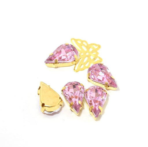 Kjøp rhinestone perler satt med lys rosa dråper 13x8x5,5 mm - x5 enheter - til å sy eller lime - Akryl rhinestones
