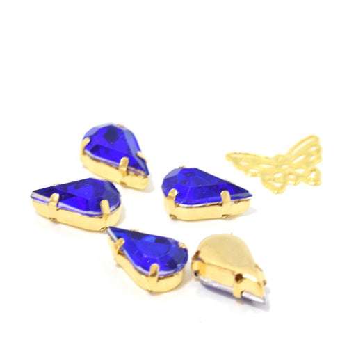 Kjøp rhinestone perler satt med kongeblå dråper 13x8x5,5 mm - x5 enheter - til å sy eller lime - Akryl rhinestones