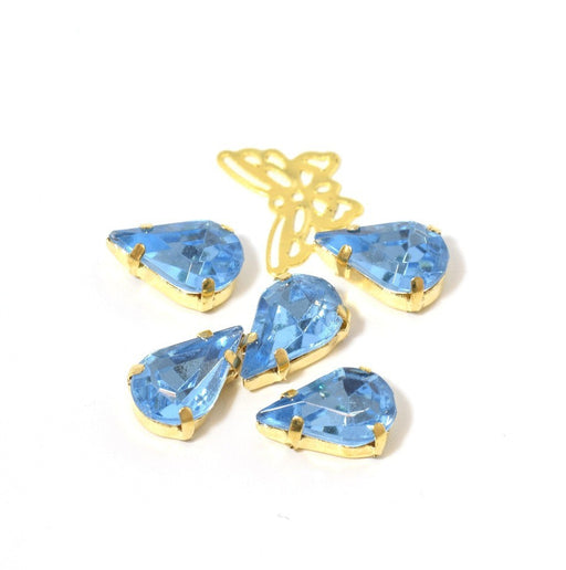 Kjøp rhinestone perler satt med himmelblå dråper 13x8x5,5 mm - x5 enheter - til å sy eller lime - Akryl rhinestones