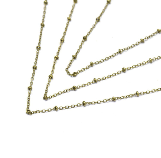 Kjøp 2 m fin satellittkjede med antikk bronseledd fordelt på 2x1,5x0,3 mm messingperler - smykkerskaping