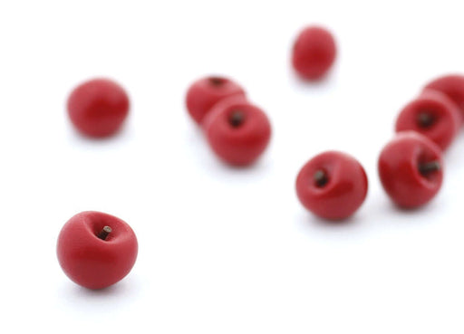 Kjøp 2 små miniatyr fimo røde epler - gourmet harpiks dekorasjon