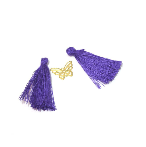 Kjøp 4 lilla pomponger 2,5 -3 cm - til smykker, sying eller dekorasjon