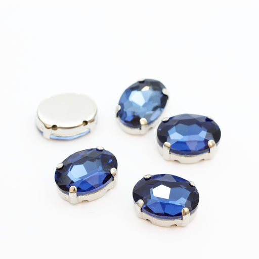 Kjøp rhinestone perler satt med oval prøyssisk blå 10x12mm - x5 enheter - til å sy eller lime - Glass rhinestones