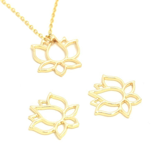 Kjøp gull lotusblomst anheng - lys gull X 2 - 20 mm - anheng for smykker til tilbehør