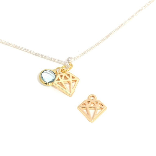 Kjøp origami diamant anheng i lys gull messing 10 mm - anheng sjarm for smykker