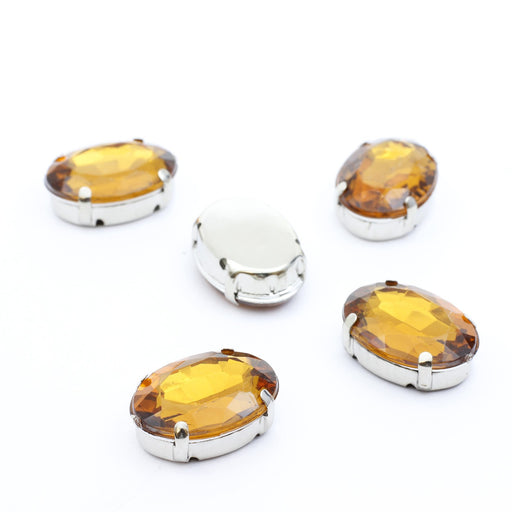 Kjøp sett rhinestone perler x5 ovaler Mørk rav 18x13mm for å sy eller lime - Glass rhinestones