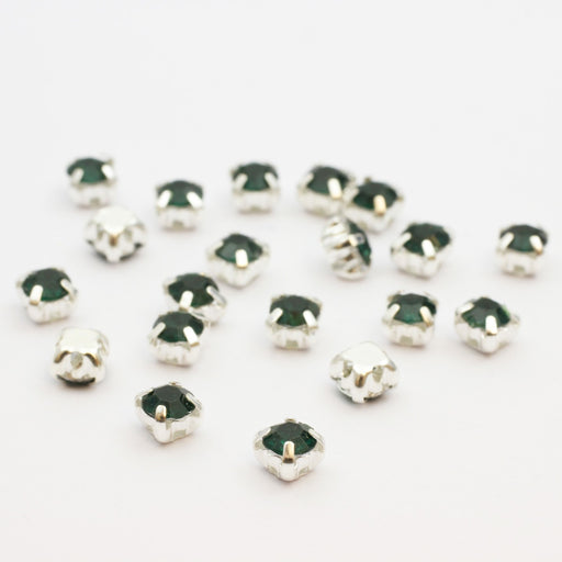 Kjøp sett rhinestone perler x20 mørkegrønne firkanter 5x4mm for å sy, tre eller lime