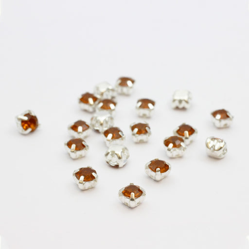 Kjøp sett rhinestone perler x20 rav oransje firkanter 5x4mm for å sy, tre eller lime