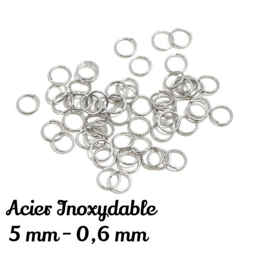 Kjøp tynne enkle ringer 5 ​​mm x 0,6 mm åpen platina - rustfritt stål - pakke med 55