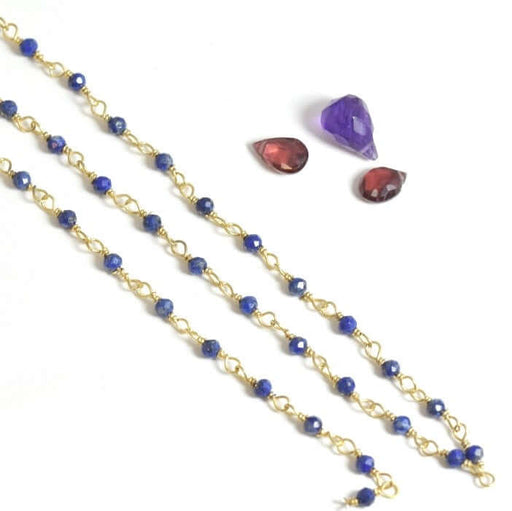 Kjøp 10 cm - rosenkranskjede og veldig fin lapis lazuli stein -2 mm for choker, halskjede, BO og armbånd