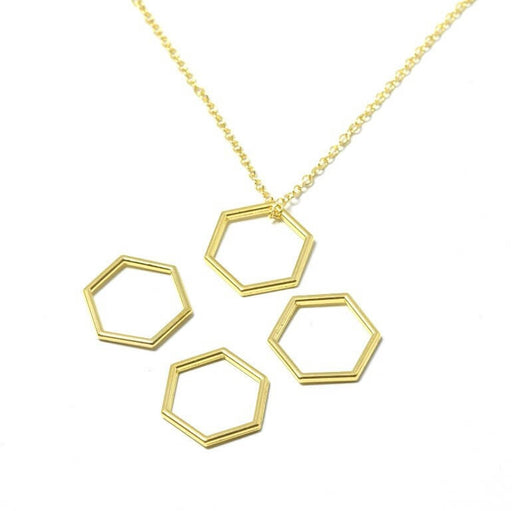 Kjøp 4 polygon sekskantede koblingsringer 17mm x 15mm mm gulllegering - smykkekoblinger