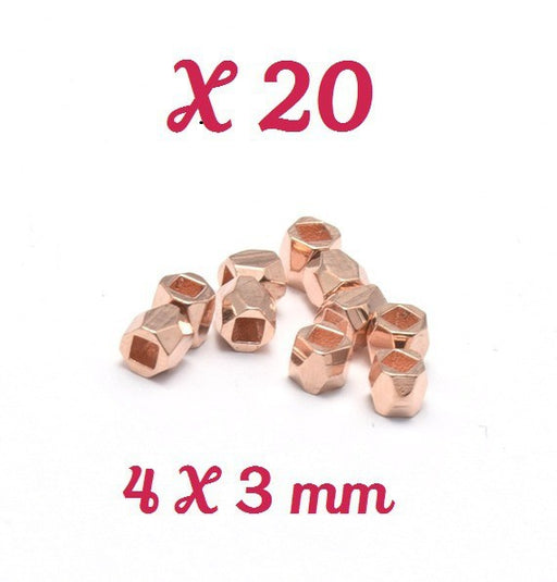 Kjøp X 20 åttekantede metalliske messingperler - rosa gull 4x3 mm - for langt halskjede armbånd BO