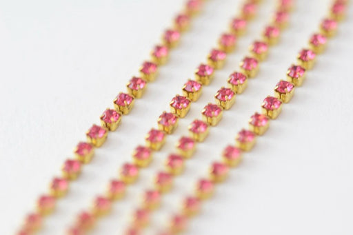 Kjøp rhinestone kjede x30cm rosa 2 mm - smykkeskaping