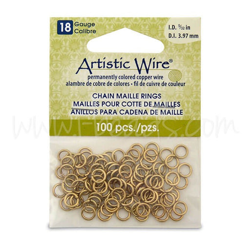 Kjøp Beadalon 100 ringer kjede mesh kunstnerisk wire ikke anløpet messing5/32 (1)