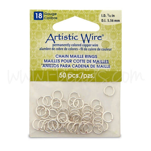 Kjøp Beadalon 50 ringer kjede mesh kunstnerisk wire anløpsfri sølv 18ga 7/32 (1)
