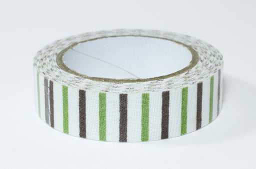 Kjøp stofftape hvit selvklebende stofftape med grønne og brune striper