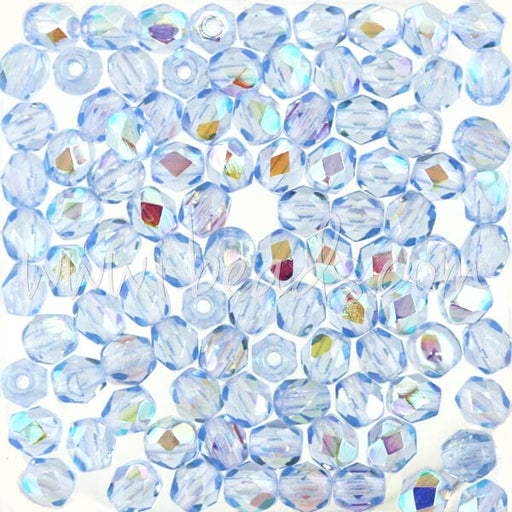 Kjøp Bohemske fasetterte perler lys safir ab 4 mm (100)