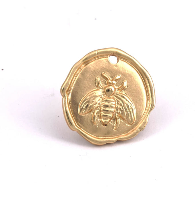 Anheng, rund matt gullbelagt bimedalje 18 mm (1)