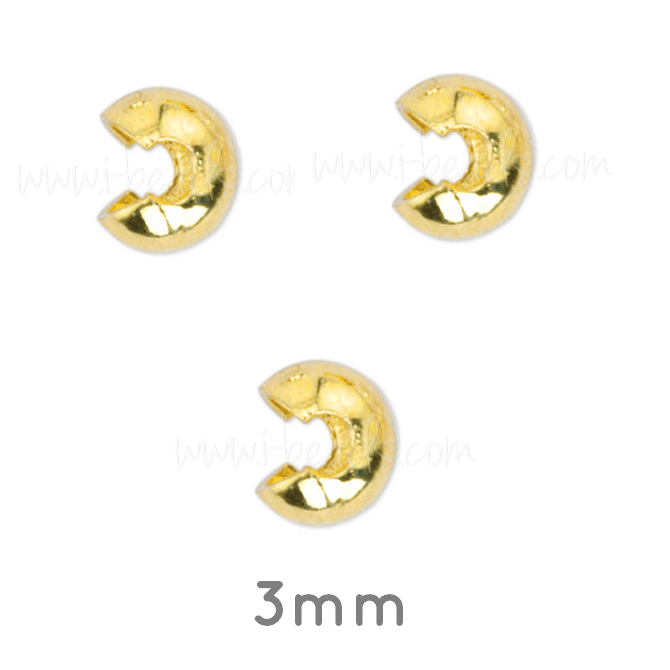 Gold Metal Crimp Perle Covers Kvalitet 3 mm (10)