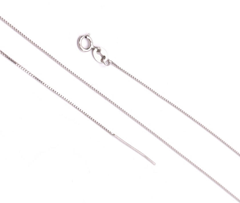 Fint firkantet halskjede 0,8 mm 925 sølv rhodiumbelagt platina for perler 45 cm (1)