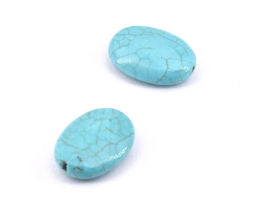 Kjøp Rekonstituerte turkis fasetterte ovale perler 18x13x5mm, hull 1mm (4)