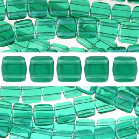 Kjøp CzechMates fliser smaragd 2-hulls perler 6 mm (50)