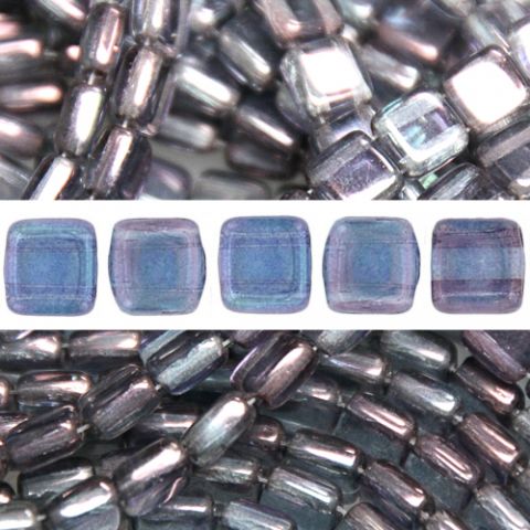 2-hulls perler CzechMates fliseglans gjennomsiktig ametyst 6mm (50)